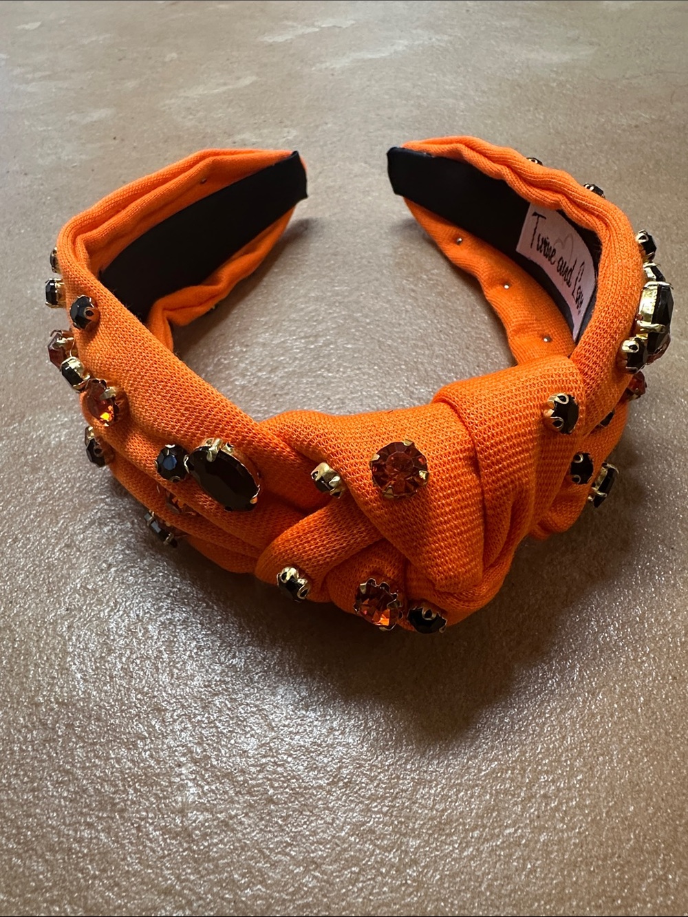 Twine and Love Orange Jeweled Knot Headband